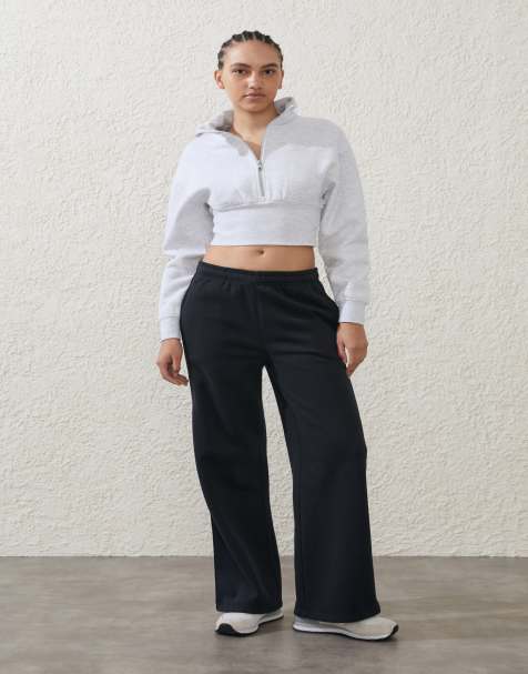 Cotton On Plush essential straight leg sweatpant in black - view 1