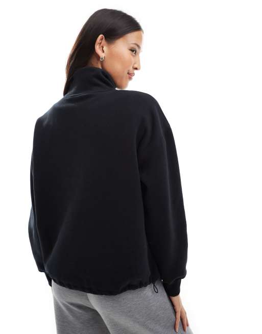 Cotton On – Plush Essential – Sweatshirt in Schwarz mit kurzem Reißverschluss, 4 von 4