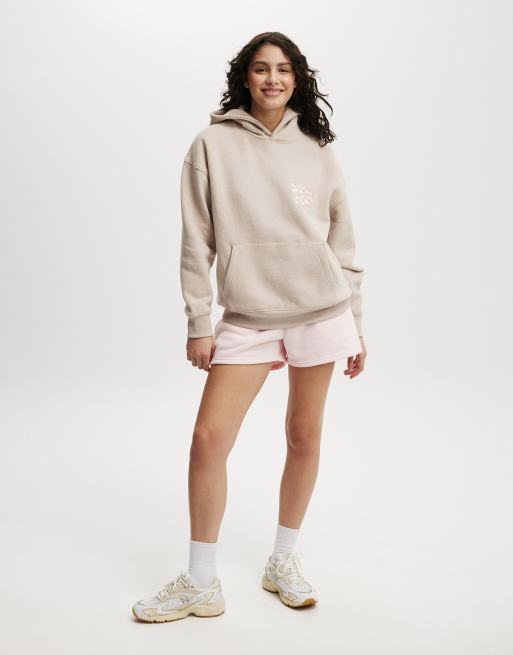 Cotton On - Plush - Felpa con cappuccio premium beige con grafica, 3 di 4
