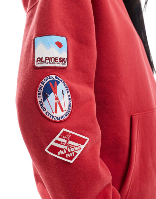 Cotton On - Plush - Felpa con cappuccio premium rossa con grafica, 3 di 4