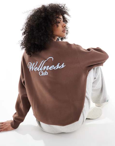Cotton On plush graphic crew sweat in taupe - view 1