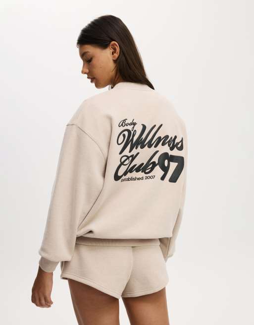 Cotton On Plush graphic crew sweatshirt in beige, 2 of 4