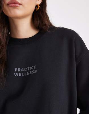 Cotton On Plush Graphic Crew Sweatshirt In Black