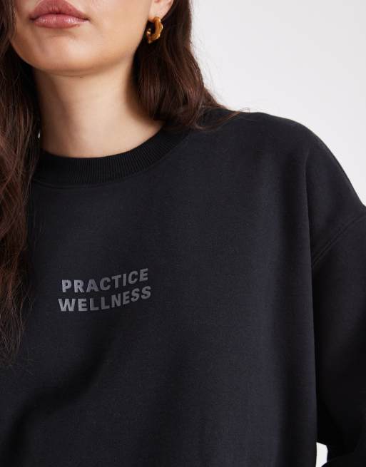 Cotton On plush graphic crew sweatshirt in black, 2 of 4