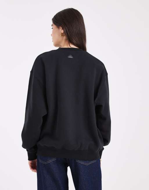 Cotton On plush graphic crew sweatshirt in black, 4 of 4