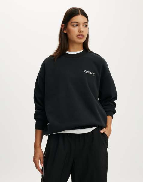 Cotton On Plush graphic crew sweatshirt in black - view 1