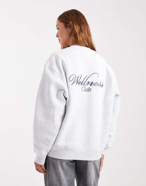 Cotton On plush graphic crew sweatshirt in grey marl