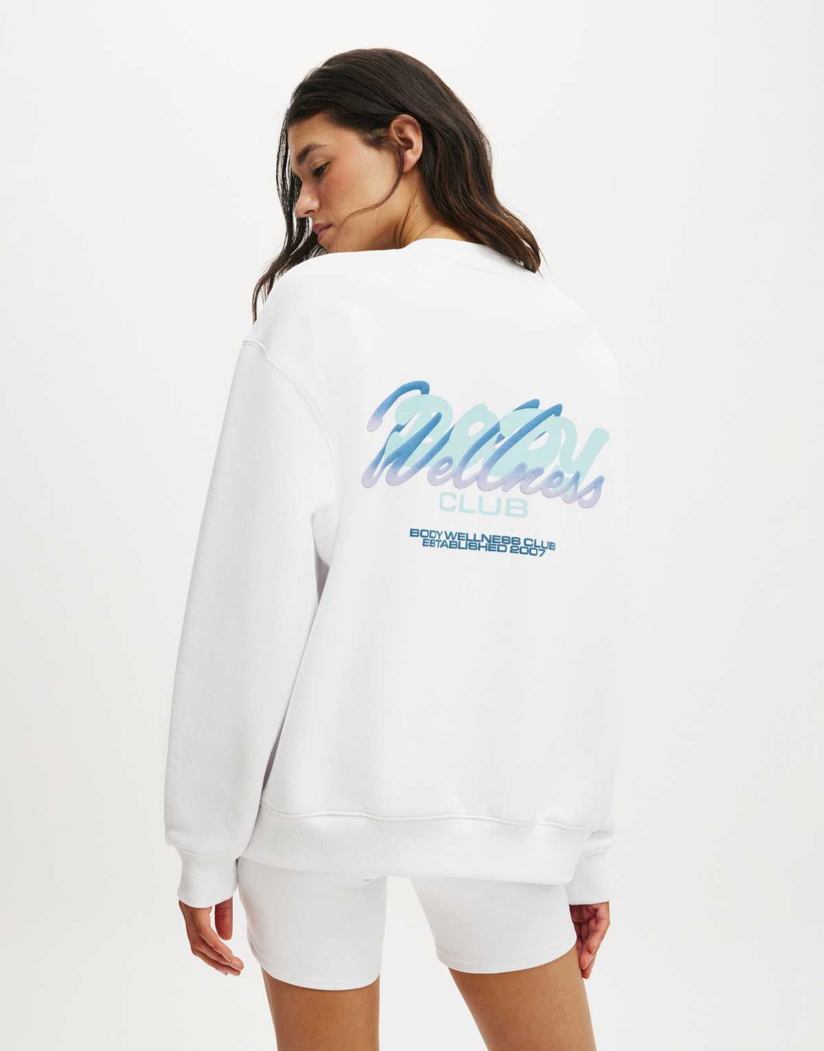 Cotton  On Plush graphic crew sweatshirt in white