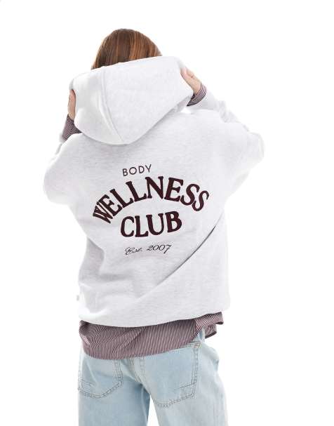 Cotton On plush graphic hoodie in grey co-ord - view 1