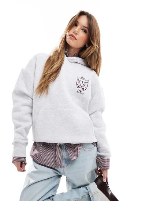 Cotton On plush graphic hoodie in grey co-ord, 4 of 4