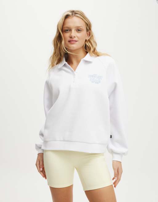 Cotton  On Plush graphic polo in white/resort club 