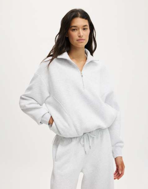 Cotton On Plush half zip sweatshirt in grey - view 1