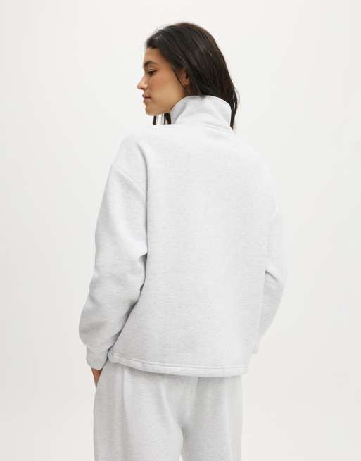 Cotton On Plush half zip sweatshirt in grey, 3 of 4