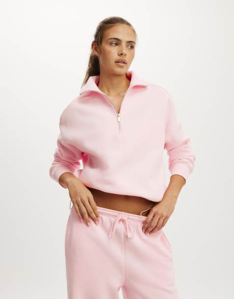 Cotton On Plush half zip sweatshirt in pink - view 1