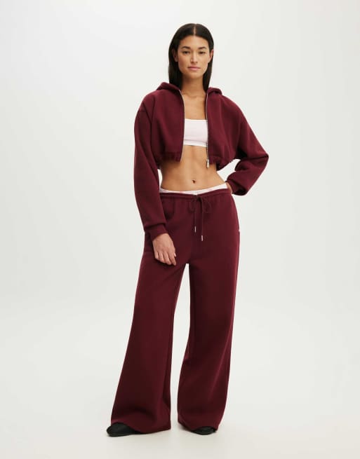 Cotton On Plush micro cropped zip through in gingerberry, 3 of 4