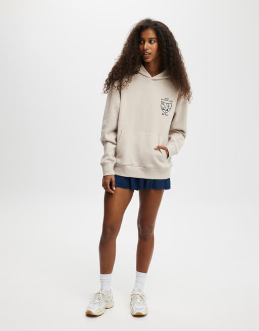 Cotton On Plush premium graphic hoodie in beige, 2 of 4