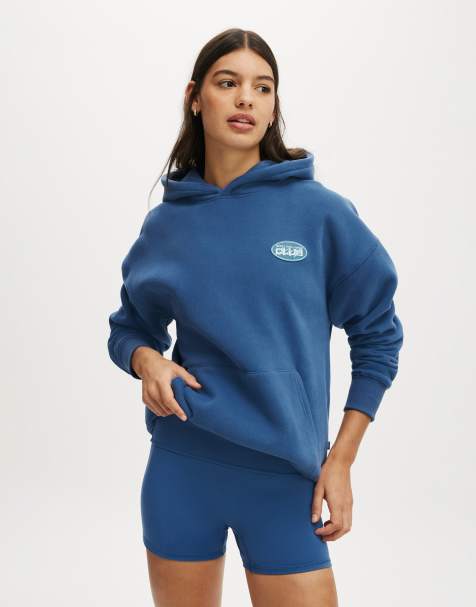 Cotton On Plush premium graphic hoodie in blue - view 1