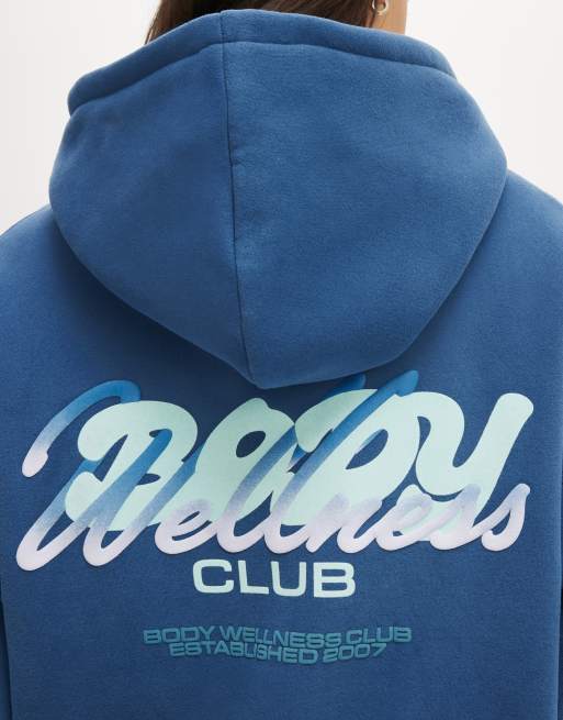 Cotton On Plush premium graphic hoodie in blue , 4 of 4