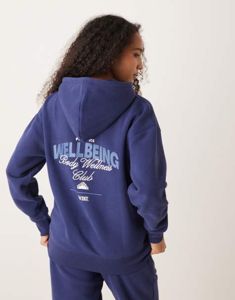 Cotton On Plush premium graphic hoodie in blue - view 1