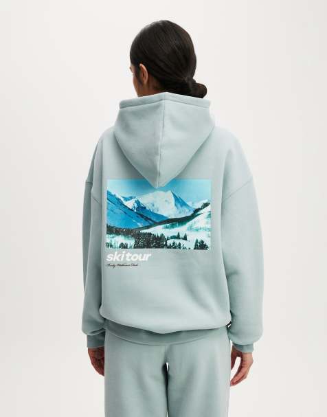 Cotton On Plush premium graphic hoodie in blue - view 1