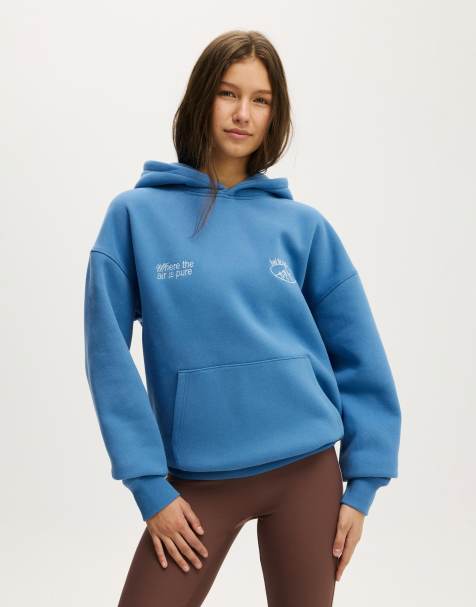 Cotton On Plush premium graphic hoodie in blue - view 1