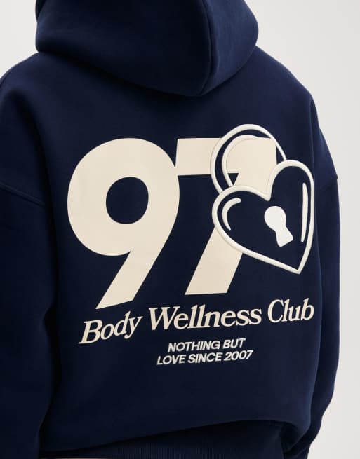 Cotton On Plush premium graphic hoodie in blue, 2 of 3