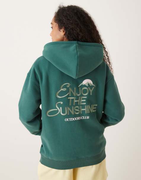 Cotton On Plush premium graphic hoodie in green - view 1