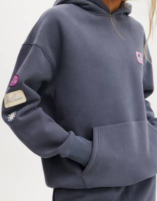 Cotton  On Plush premium graphic hoodie in grey - view 1