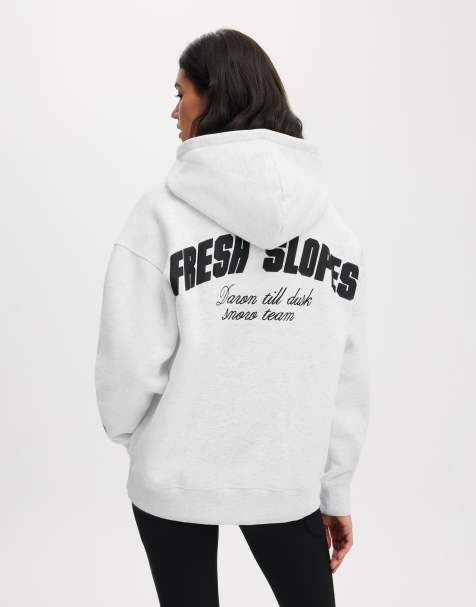 Cotton On Plush premium graphic hoodie in grey - view 1