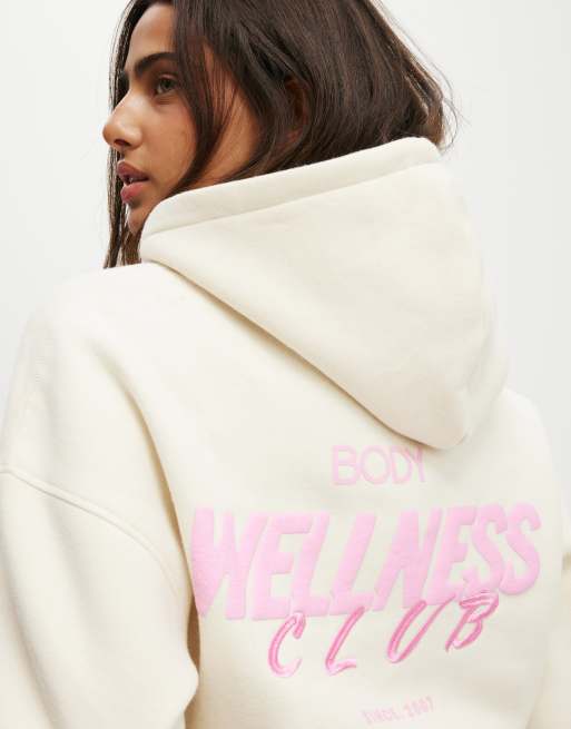 Cotton On Plush premium graphic hoodie in off-white, 3 of 4