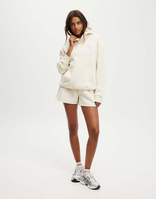 Cotton On Plush premium graphic hoodie in off-white, 4 of 4