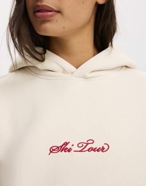 Cotton On Plush premium graphic hoodie in off-white - view 1