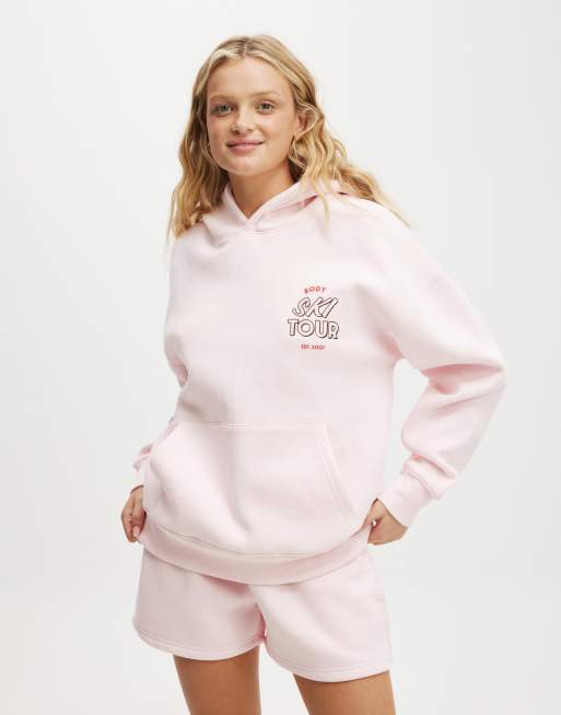 Cotton On Plush premium graphic hoodie in pink - PINK