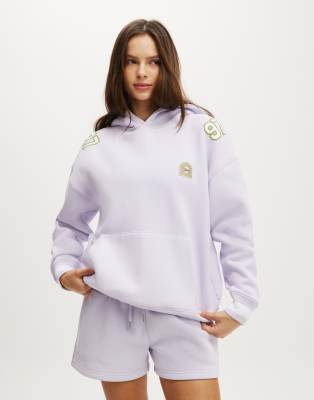 Cotton On Plush premium graphic hoodie in thistle/body athletic club - PURPLE - view 1