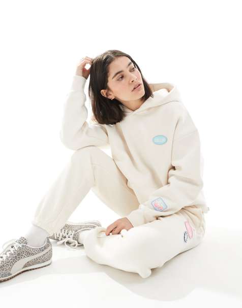 Cotton On plush premium hoodie in coconut milk co-ord - view 1