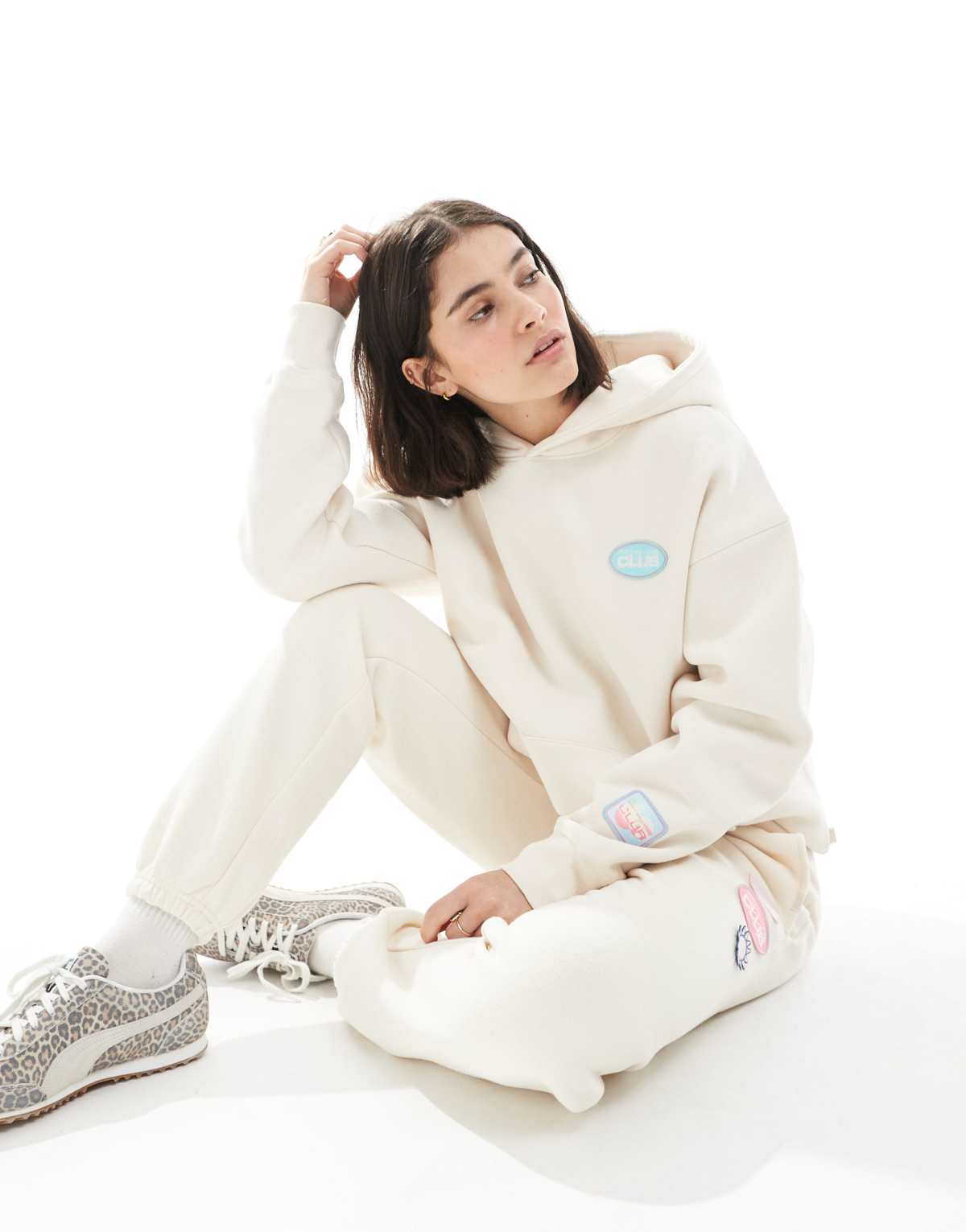 Cotton On plush premium hoodie in coconut milk co-ord