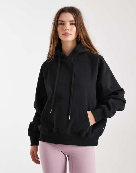 Cotton On plush premium raglan graphic hoodie in black - view 1