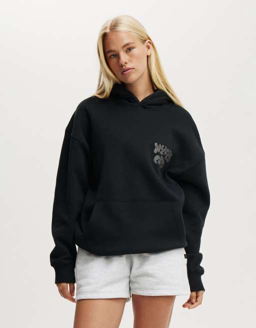 Cotton On – Plush Premium – Svart huvtröja med tryck, 2 av 4