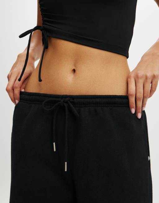 Cotton On Plush tie waist wide leg sweatpant in black, 2 of 4