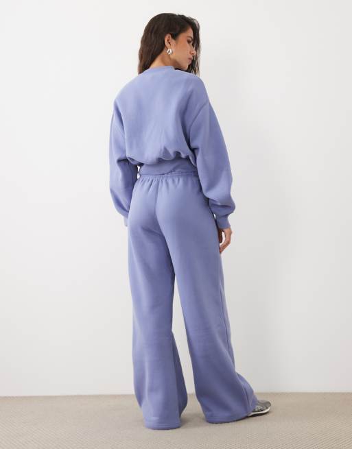 Cotton On plush tie waist wide leg sweatpant in blue ice , 5 of 5