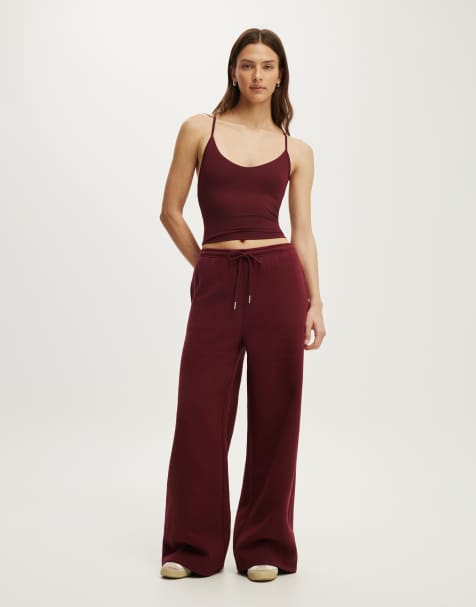 Cotton On Plush tie waist wide leg sweatpant in gingerberry - view 1