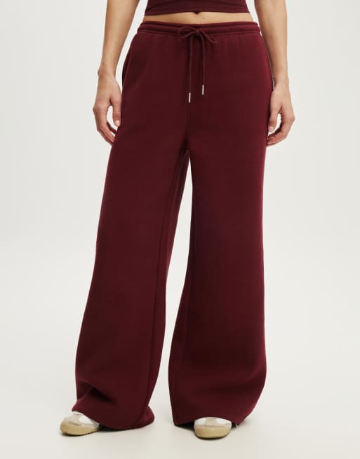 Cotton On Plush tie waist wide leg sweatpant in gingerberry, 3 of 4