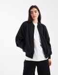 [Cotton:On] Cotton On plush zip through bomber jacket in black M BLACK
