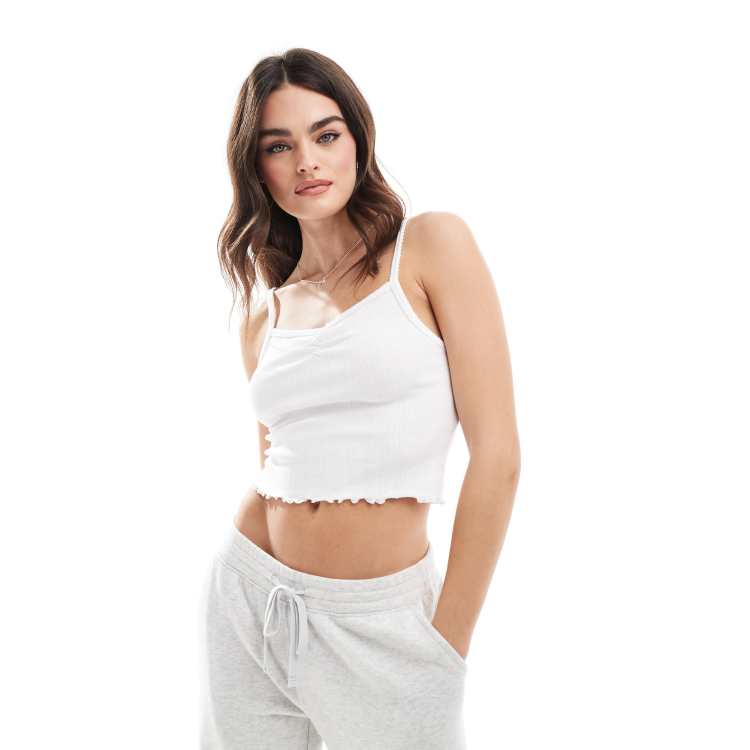 Cotton On pointelle cami cropped tank top in white | ASOS