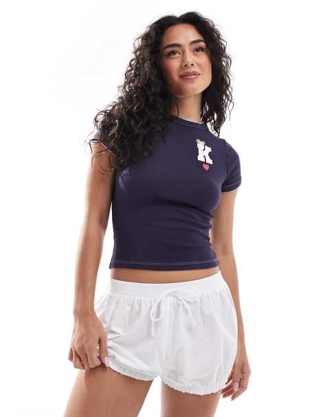 Cotton On Pointelle kewpie with love sleep tee in navy - view 1