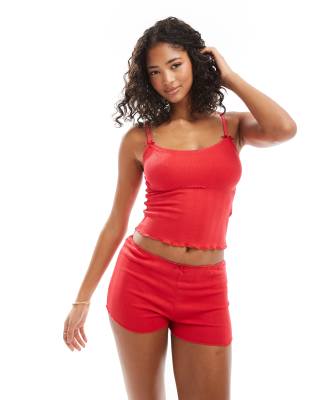 Cotton:On Cotton On pointelle picot sleep singlet in lobster red part of a