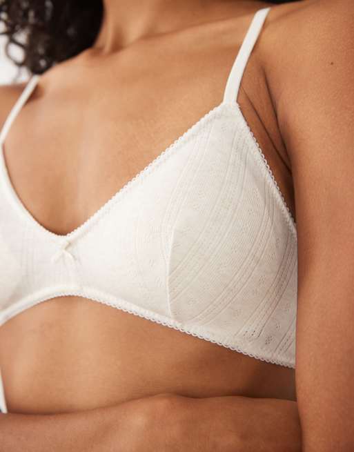 Cotton On pointelle triangle padded bralette in butterscotch marle, 2 of 4