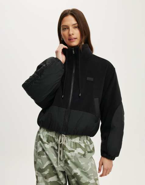 Cotton On Polar fleece padded jacket in black - view 1