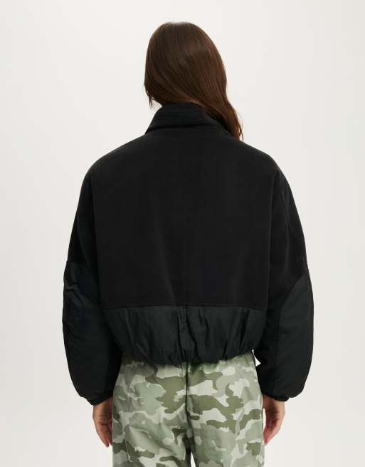 Cotton On Polar fleece padded jacket in black, 4 of 4