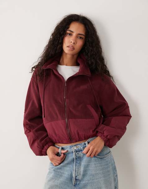 Cotton On polar fleece padded jacket in burgundy - view 1